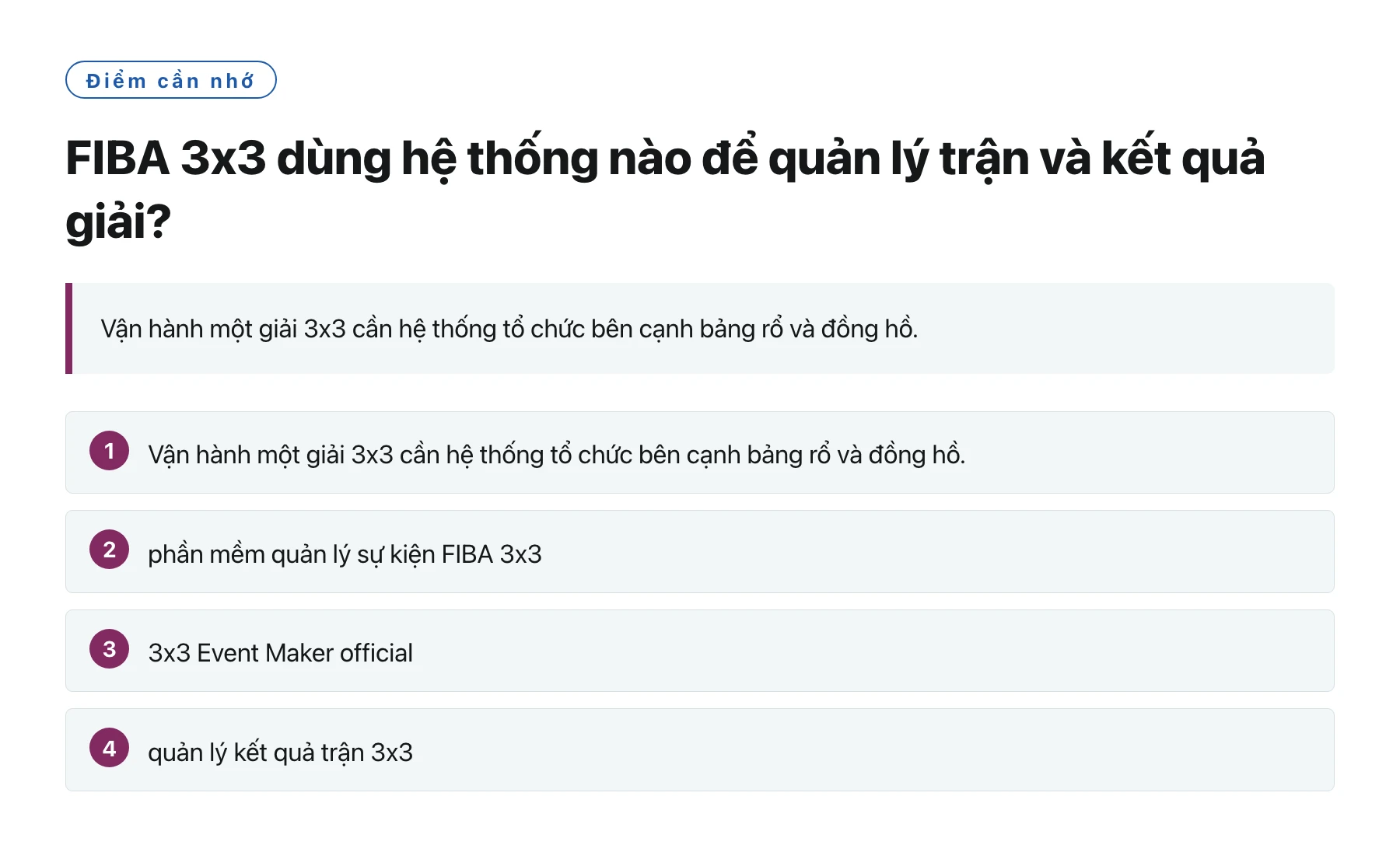FIBA 3x3 dùng hệ thống nào để quản lý trận và kết quả giải?——全文要点速览